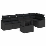 Garden Sofa Set 7 pcs Black Poly Rattan & Powder-Coated Steel