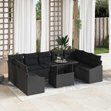 Garden Sofa Set 10 pcs Black Poly Rattan & Powder-Coated Steel