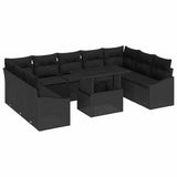 Garden Sofa Set 10 pcs Black Poly Rattan & Powder-Coated Steel