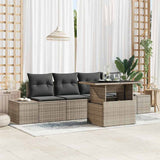 Garden Sofa Set 5 pcs Grey Poly Rattan & Powder-Coated Steel