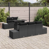 Garden Sofa Set 6 pcs Black Poly Rattan & Powder-Coated Steel