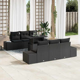 Garden Sofa Set 7 pcs Black Poly Rattan and Powder-Coated Steel