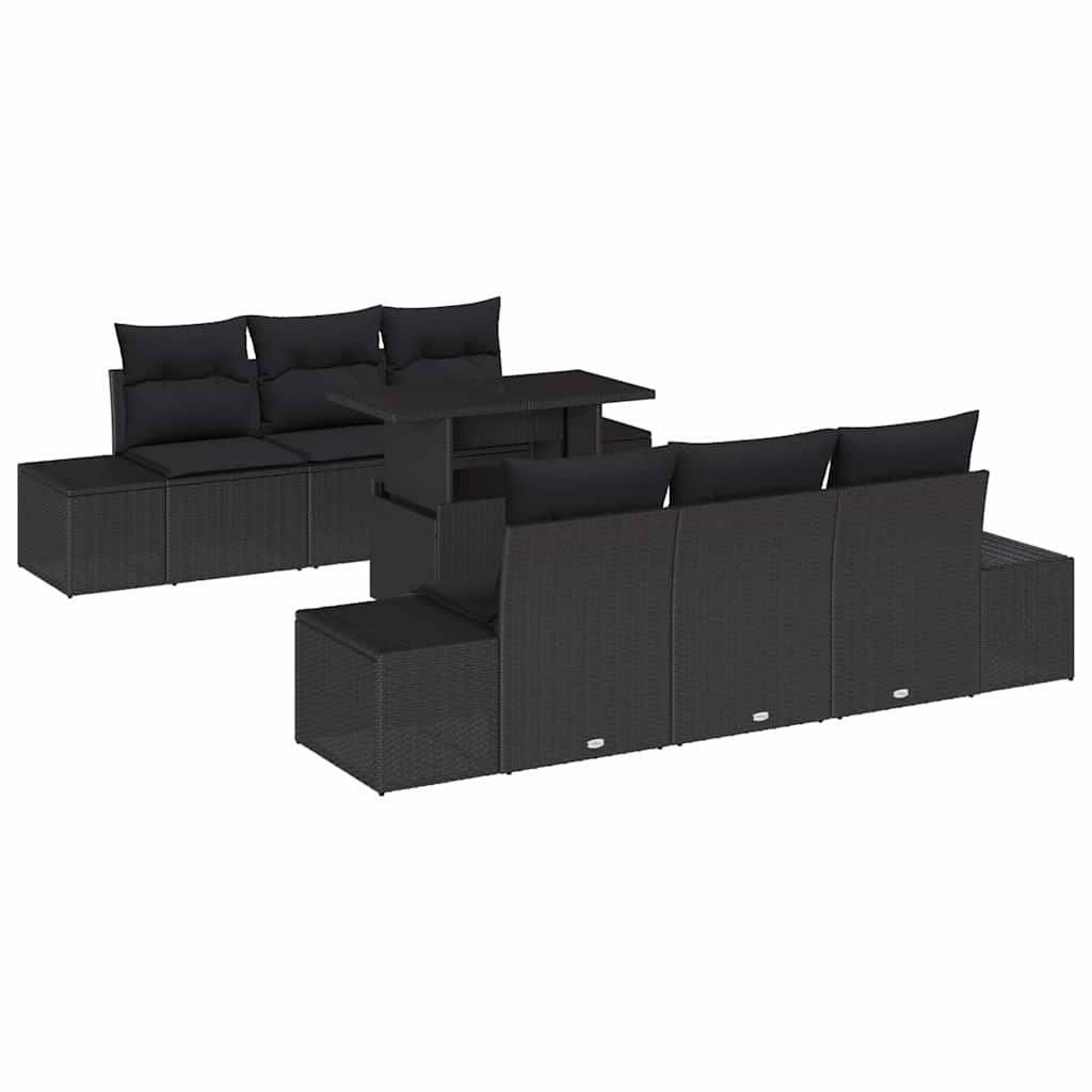 Garden Sofa Set 7 pcs Black Poly Rattan and Powder-Coated Steel