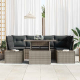 Garden Sofa Set 7 pcs Grey Poly Rattan and Powder-Coated Steel