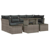 Garden Sofa Set 7 pcs Grey Poly Rattan and Powder-Coated Steel