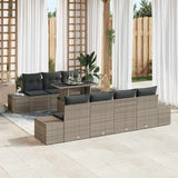 Garden Sofa Set 8 pcs Grey Poly Rattan and Powder-Coated Steel