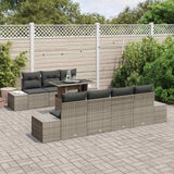 Garden Sofa Set 8 pcs Grey Poly Rattan and Powder-Coated Steel