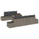 Garden Sofa Set 8 pcs Grey Poly Rattan and Powder-Coated Steel