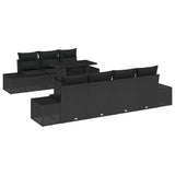 Garden Sofa Set 8 pcs Black Poly Rattan and Powder-Coated Steel