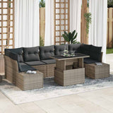 Garden Sofa Set 8 pcs Grey Poly Rattan and Powder-Coated Steel
