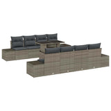 Garden Sofa Set 9 pcs Grey Poly Rattan and Powder-Coated Steel