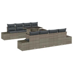 Garden Sofa Set 9 pcs Grey Poly Rattan and Powder-Coated Steel