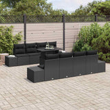 Garden Sofa Set 9 pcs Black Poly Rattan and Powder-Coated Steel - Side View