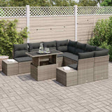 Garden Sofa Set with Cushion 9 pcs Grey Poly Rattan