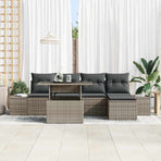 Garden Sofa Set 6 pcs Grey Poly Rattan