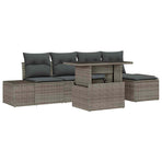 Garden Sofa Set 6 pcs Grey Poly Rattan