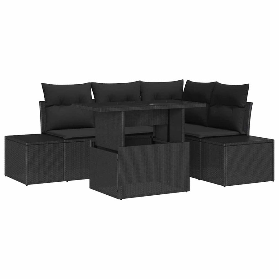 Garden Sofa Set 5 pcs Black Poly Rattan