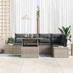 Garden Sofa Set 6 pcs Grey Poly Rattan