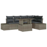 Garden Sofa Set with Storage 6 pcs Grey Poly rattan - Front View