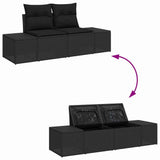 Garden Sofa Set with Storage 6 pcs Black Poly rattan