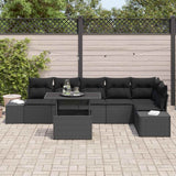 Garden Sofa Set with Storage 7 pcs Black Poly rattan - Side View