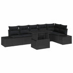 Garden Sofa Set 7 pcs Black Poly Rattan