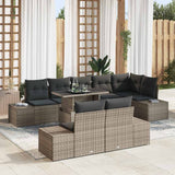 Garden Sofa Set with Storage 9 pcs Grey Poly rattan