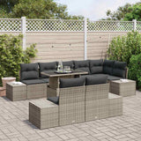 Garden Sofa Set with Storage 9 pcs Grey Poly rattan - Side View