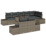 Garden Sofa Set with Storage 9 pcs Grey Poly rattan - Front View