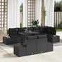 Garden Sofa Set 9 pcs Black Poly Rattan