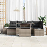 Garden Sofa Set with Storage 7 pcs Grey Poly rattan - Side View