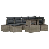 Garden Sofa Set with Storage 7 pcs Grey Poly rattan
