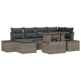 Garden Sofa Set with Storage 7 pcs Grey Poly rattan - Front View