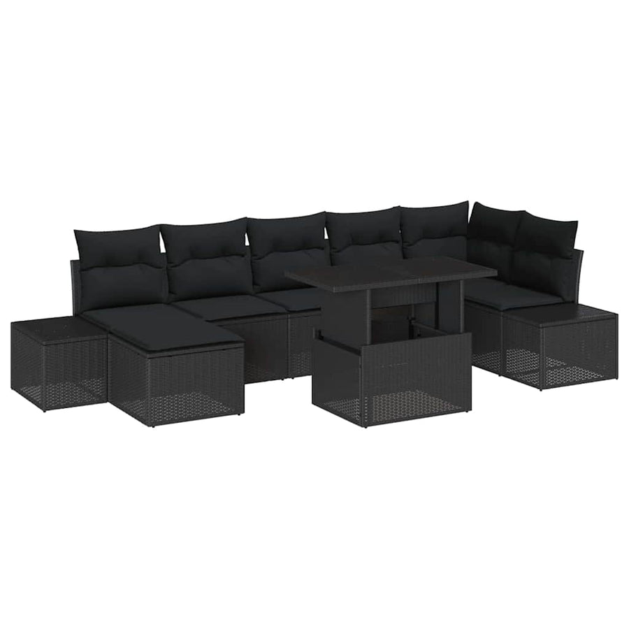 Garden Sofa Set 8 pcs Black Poly Rattan