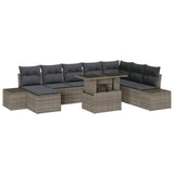 Garden Sofa Set with Storage 9 pcs Grey Poly rattan - Front View