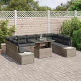 Garden Sofa Set with Storage 10 pcs Grey Poly rattan - Side View
