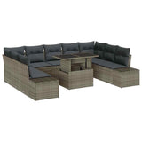 Garden Sofa Set with Storage 10 pcs Grey Poly rattan - Front View