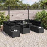 Garden Sofa Set with Storage 10 pcs Black Poly rattan - Side View