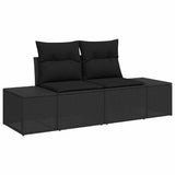 Garden Sofa Set with Storage 11 pcs Black Poly rattan - Top-Down View