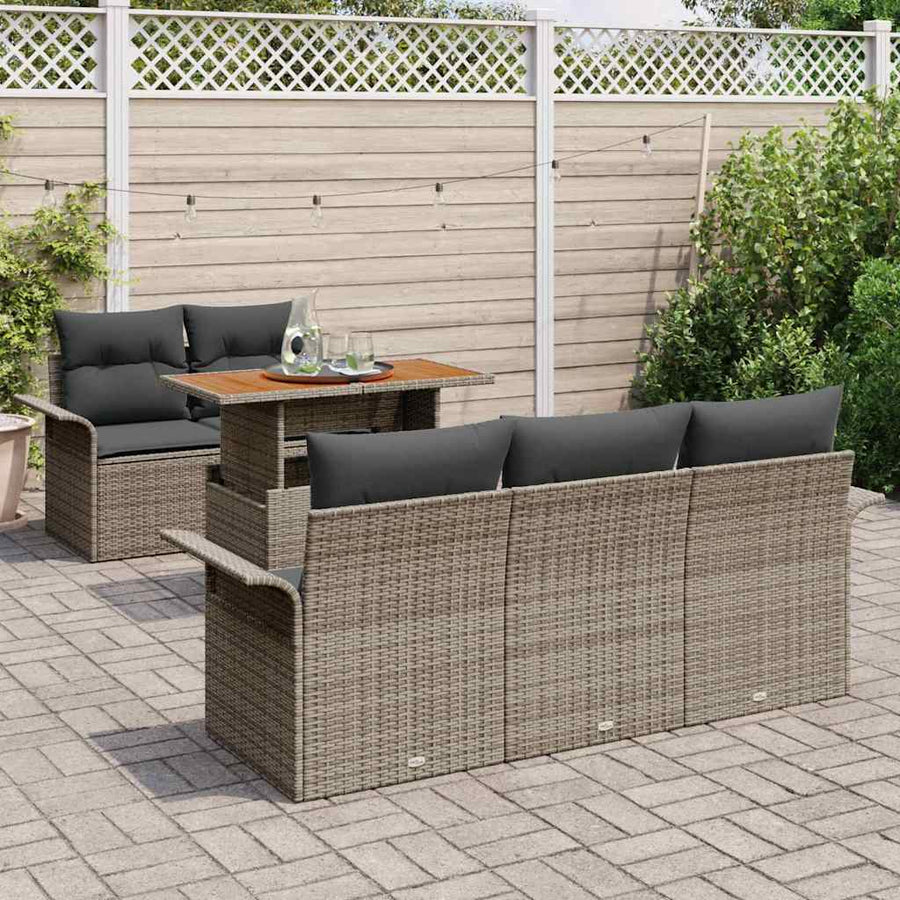 Garden Sofa Set 6 pcs Grey Poly rattan