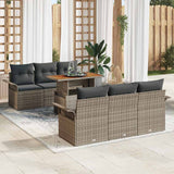 Garden Sofa Set with Storage 7 pcs Grey Poly rattan