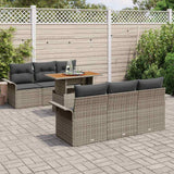 Garden Sofa Set with Storage 7 pcs Grey Poly rattan - Side View