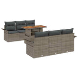 Garden Sofa Set with Storage 7 pcs Grey Poly rattan - Front View