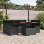 Garden Sofa Set 7 pcs Black Poly rattan