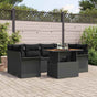 Garden Sofa Set 7 pcs Black Poly rattan