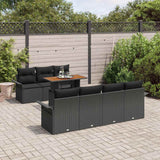 Garden Sofa Set with Storage 8 pcs Black Poly rattan - Side View