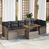 Garden Sofa Set with Storage 8 pcs Grey Poly rattan