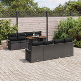 Garden Sofa Set with Storage 9 pcs Black Poly rattan - Side View
