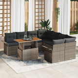 Garden Sofa Set with Storage 9 pcs Grey Poly rattan
