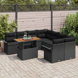 Garden Sofa Set with Storage 9 pcs Black Poly rattan